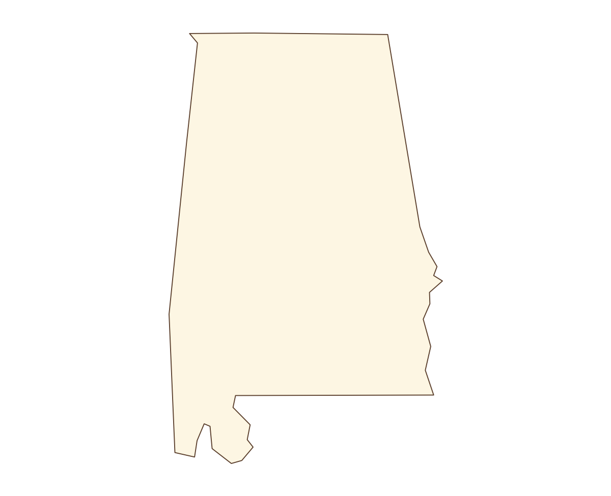 Alabama Blank Outline Map - free printable map of Alabama