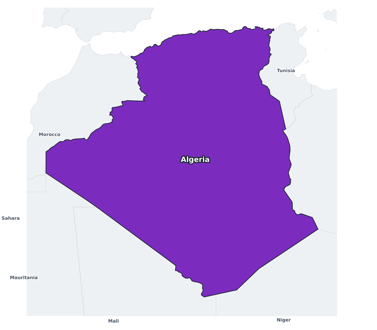 Algeria Labeled Map - free printable map of Algeria