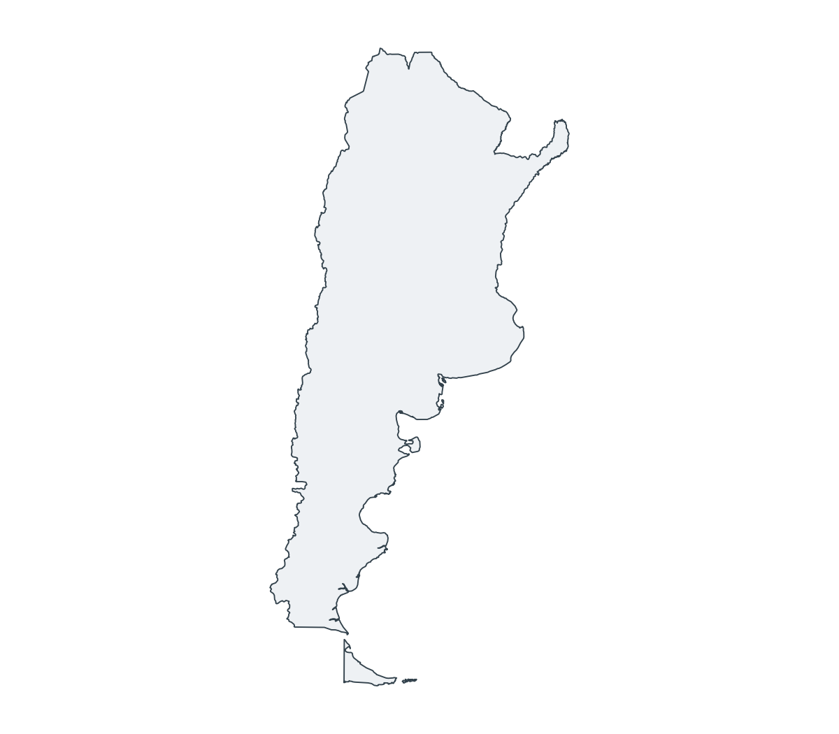 Argentina Outline Map - free printable map of Argentina