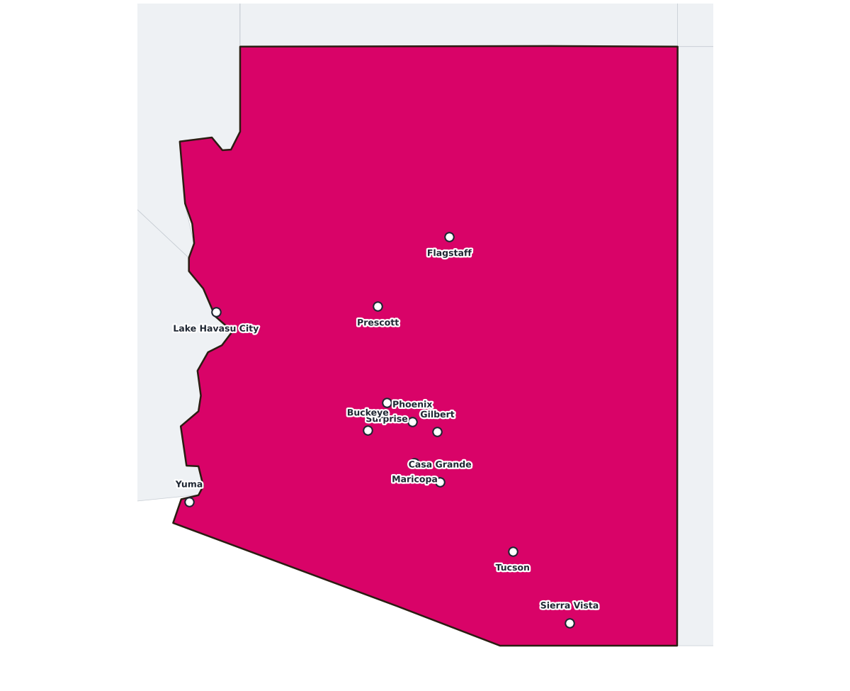 Arizona Labeled Map - free printable map of Arizona