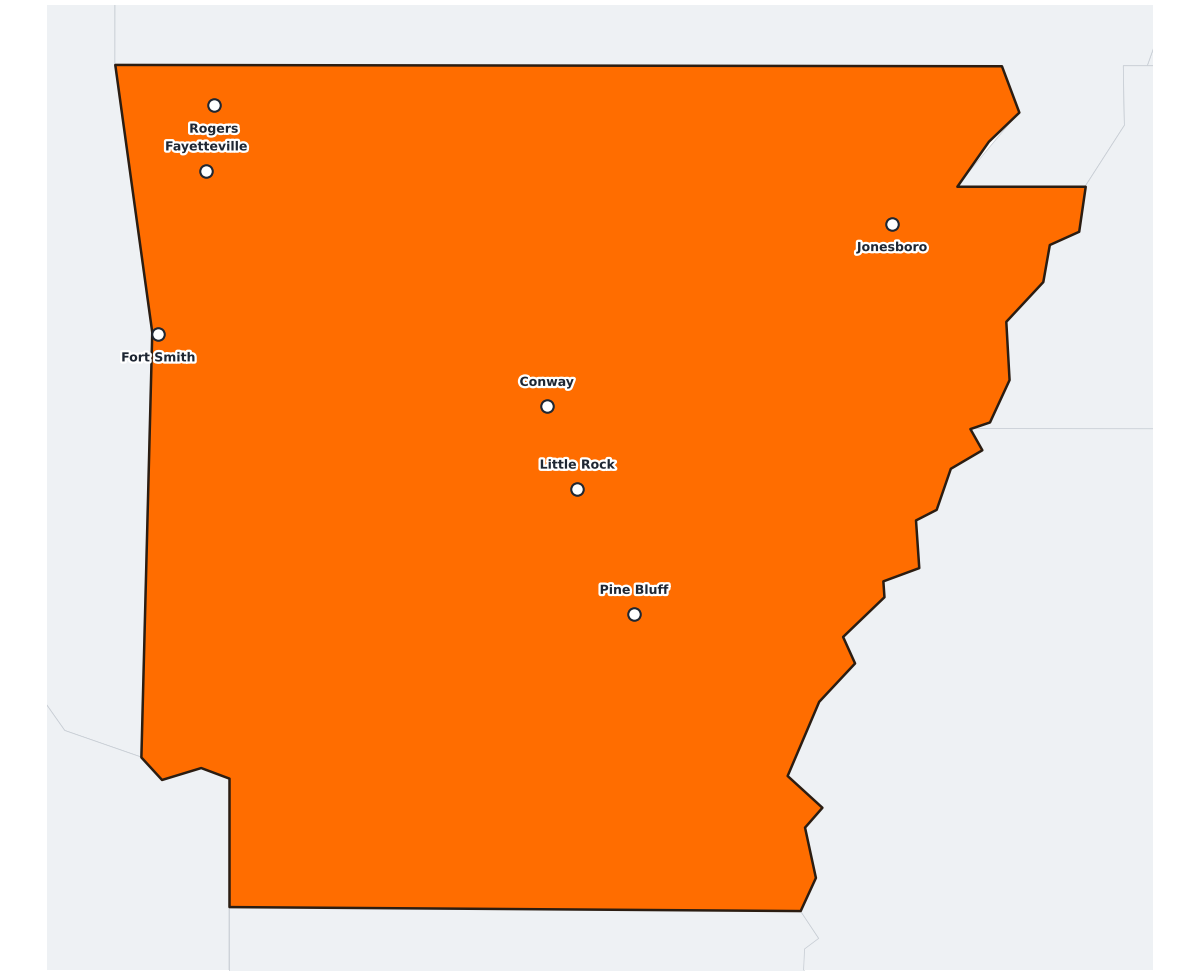 Arkansas Labeled Map - free printable map of Arkansas