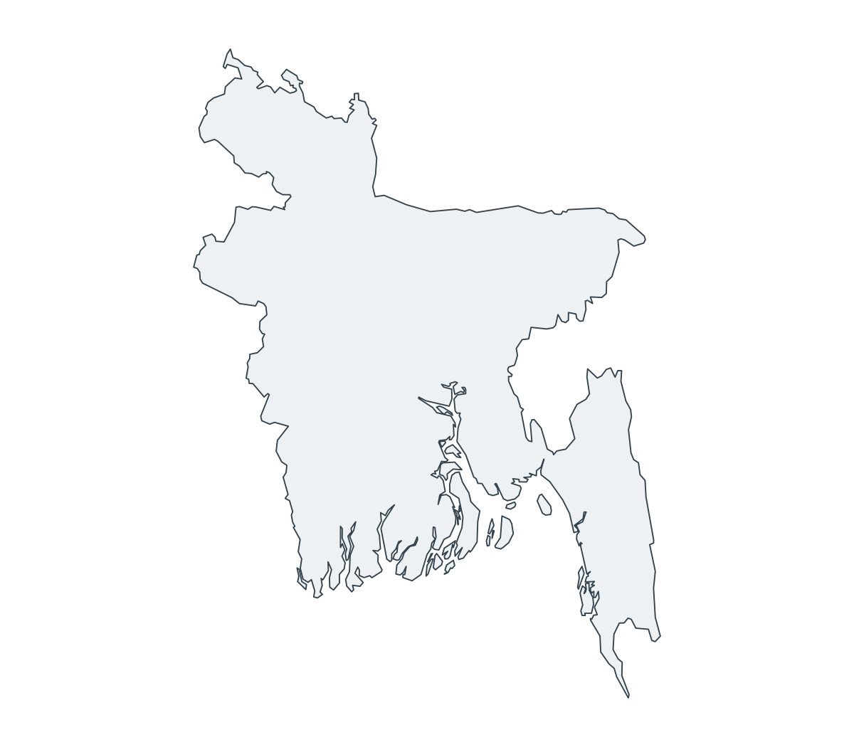 Bangladesh Outline Map - free printable map of Bangladesh