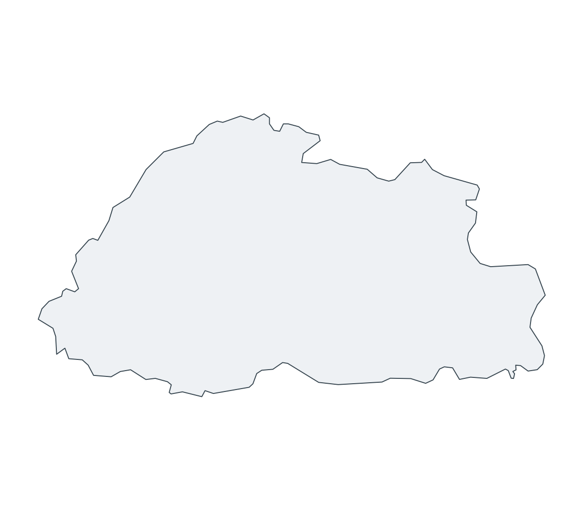 Bhutan Outline Map - free printable map of Bhutan