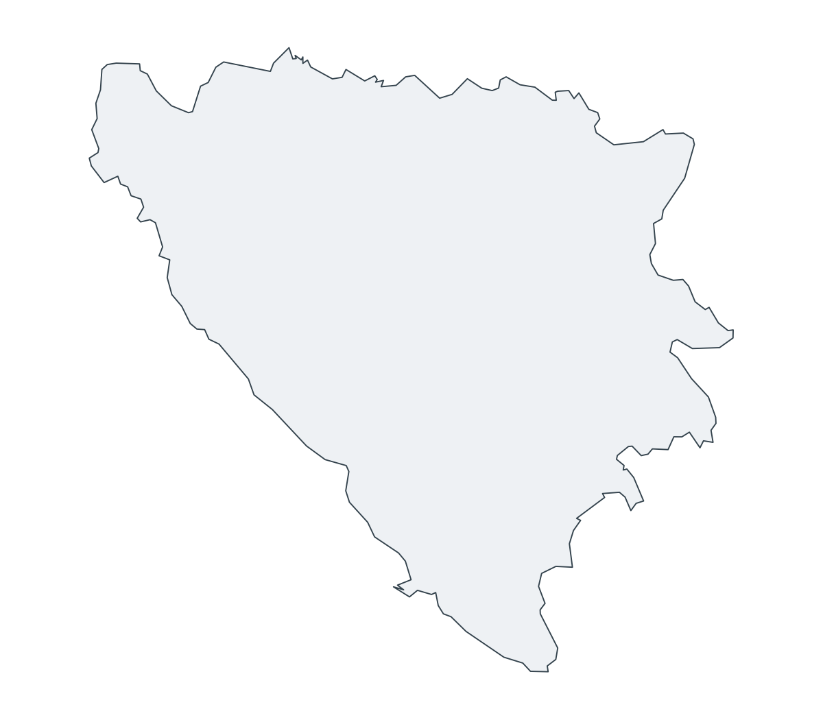 Bosnia and Herzegovina Outline Map - free printable map of Bosnia and Herzegovina