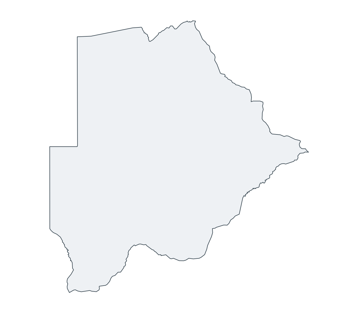 Botswana Outline Map - free printable map of Botswana