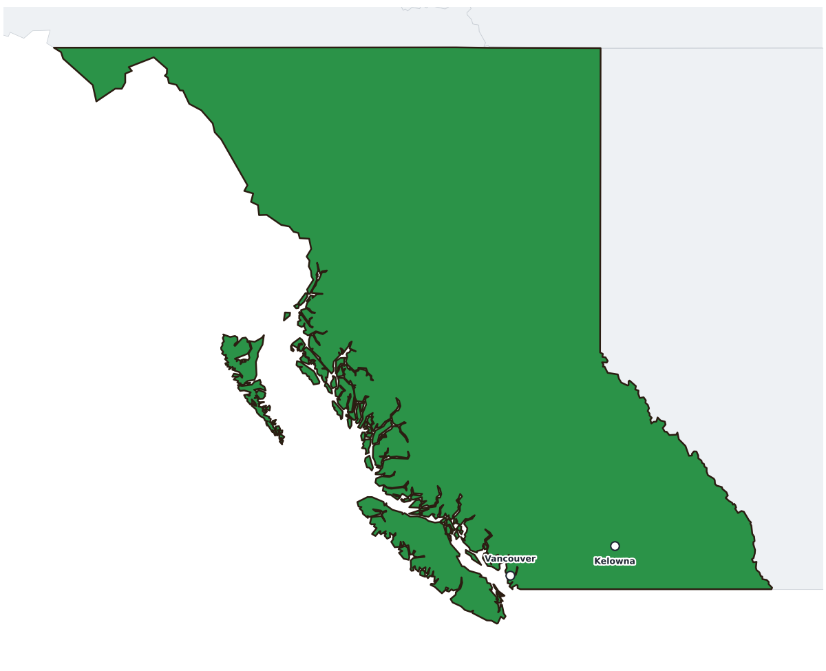 British Columbia Labeled Map - free printable map of British Columbia