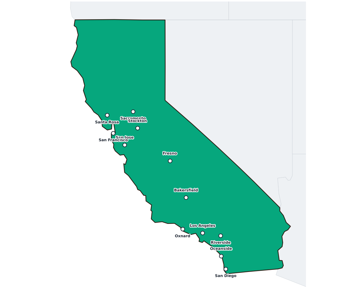 California Labeled Map - free printable map of California