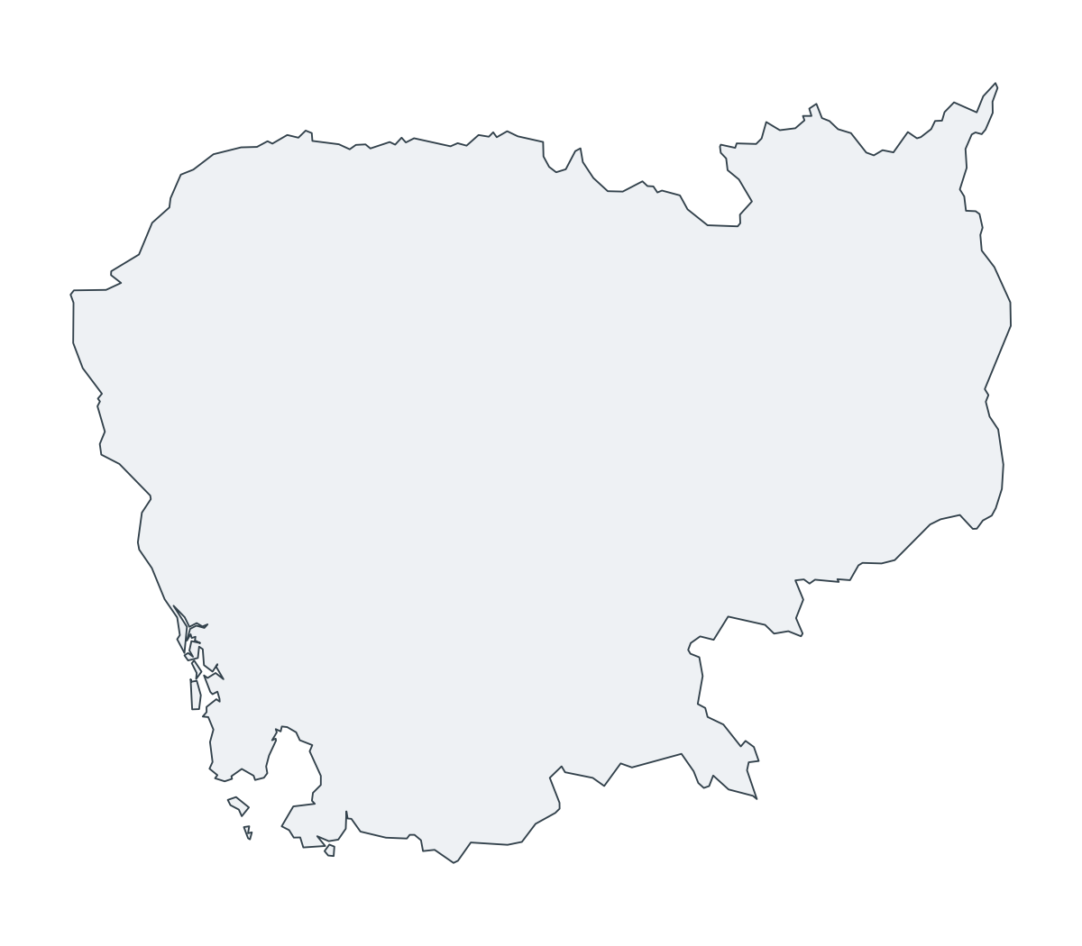 Cambodia Outline Map - free printable map of Cambodia