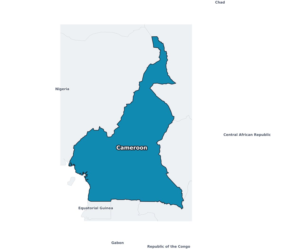 Cameroon Labeled Map - free printable map of Cameroon