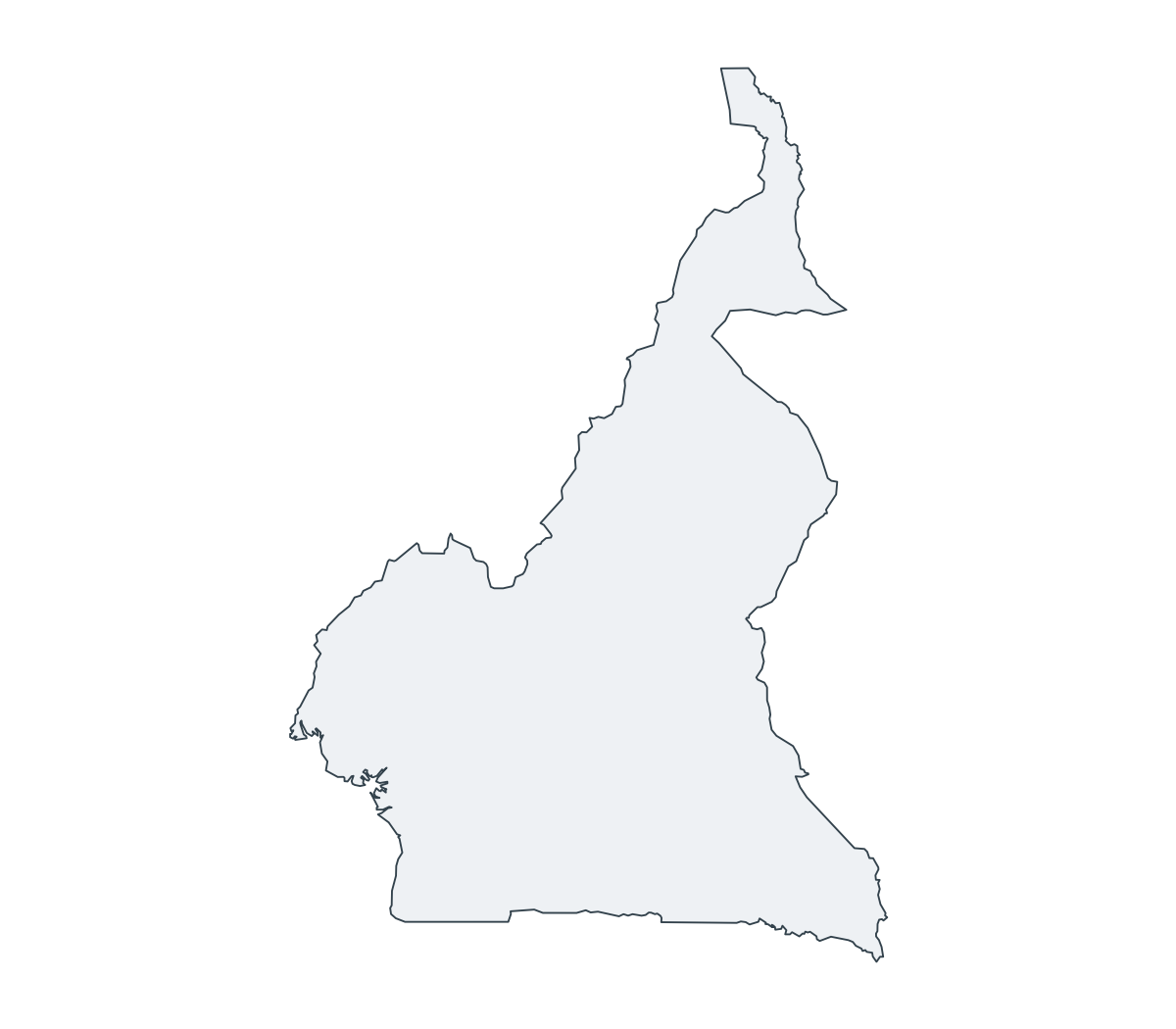 Cameroon Outline Map - free printable map of Cameroon