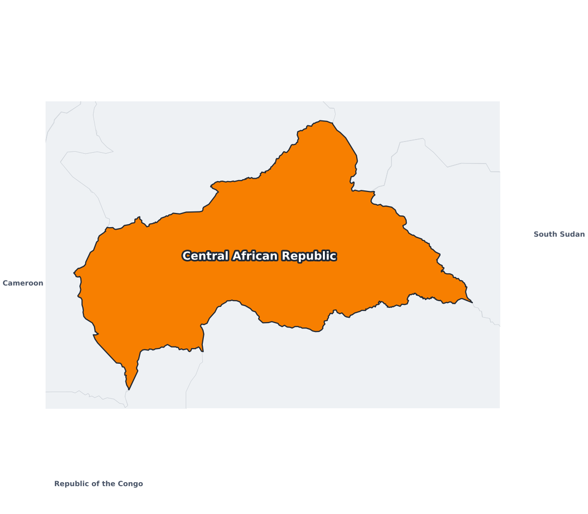 Central African Republic Labeled Map - free printable map of Central African Republic