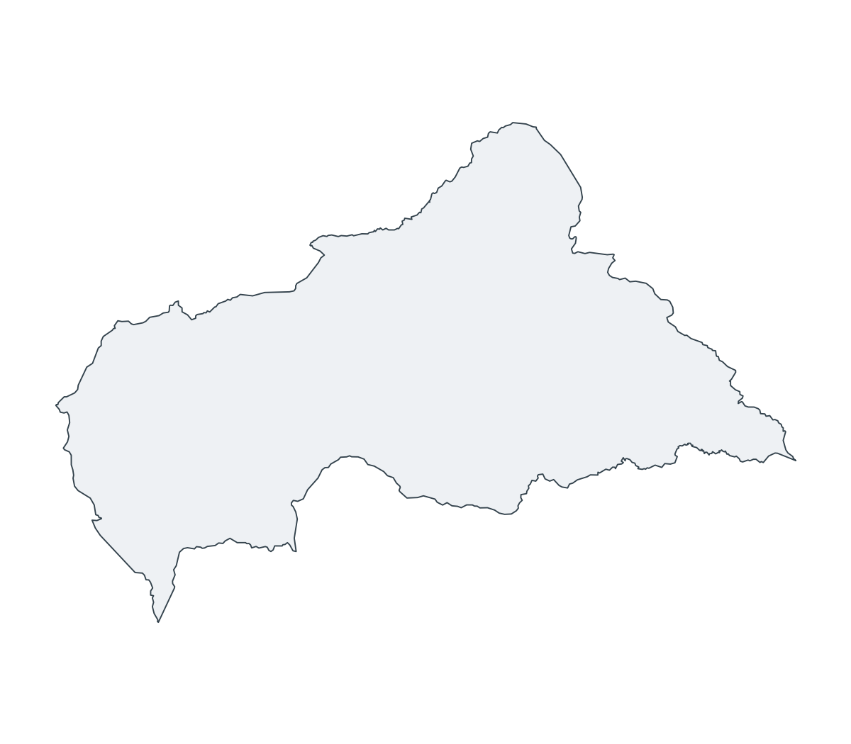 Central African Republic Outline Map - free printable map of Central African Republic