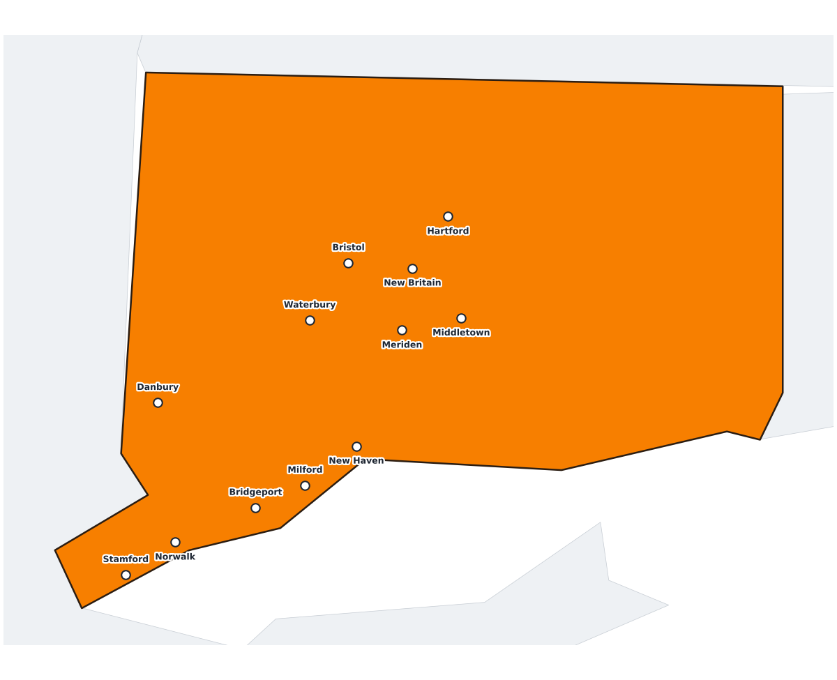 Connecticut Labeled Map - free printable map of Connecticut