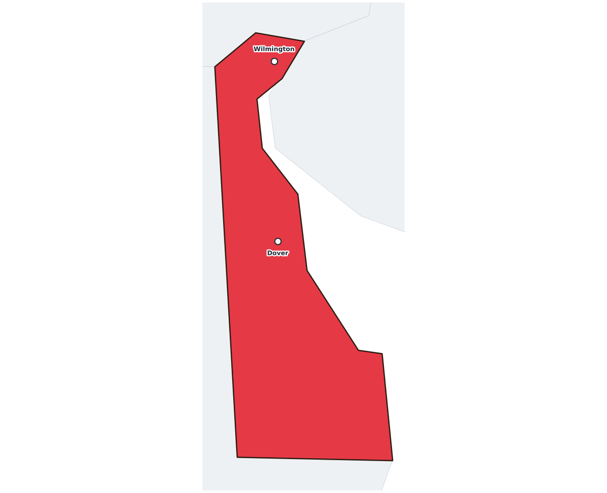 Delaware Labeled Map - free printable map of Delaware