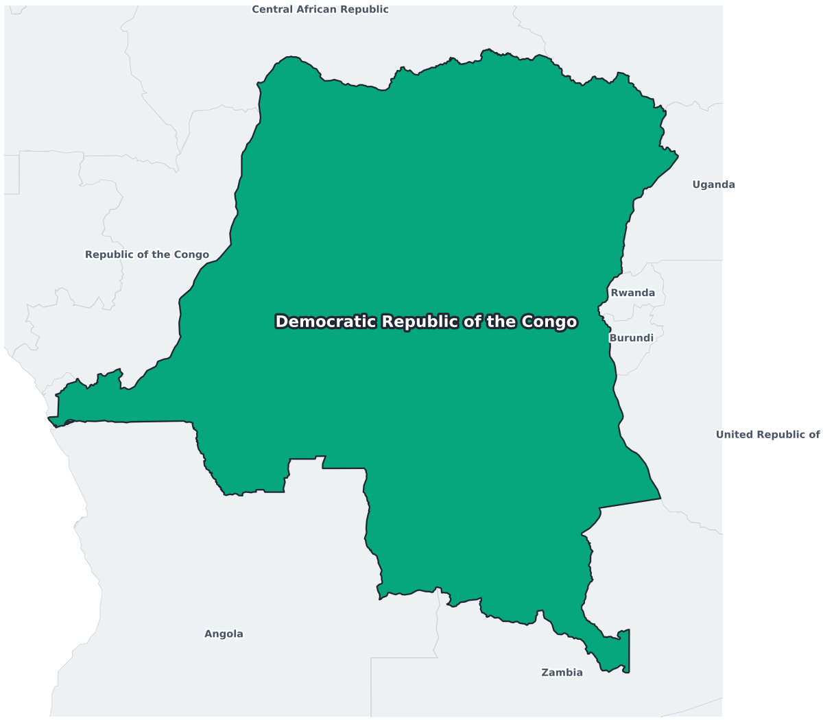 Democratic Republic of the Congo Labeled Map - free printable map of Democratic Republic of the Congo