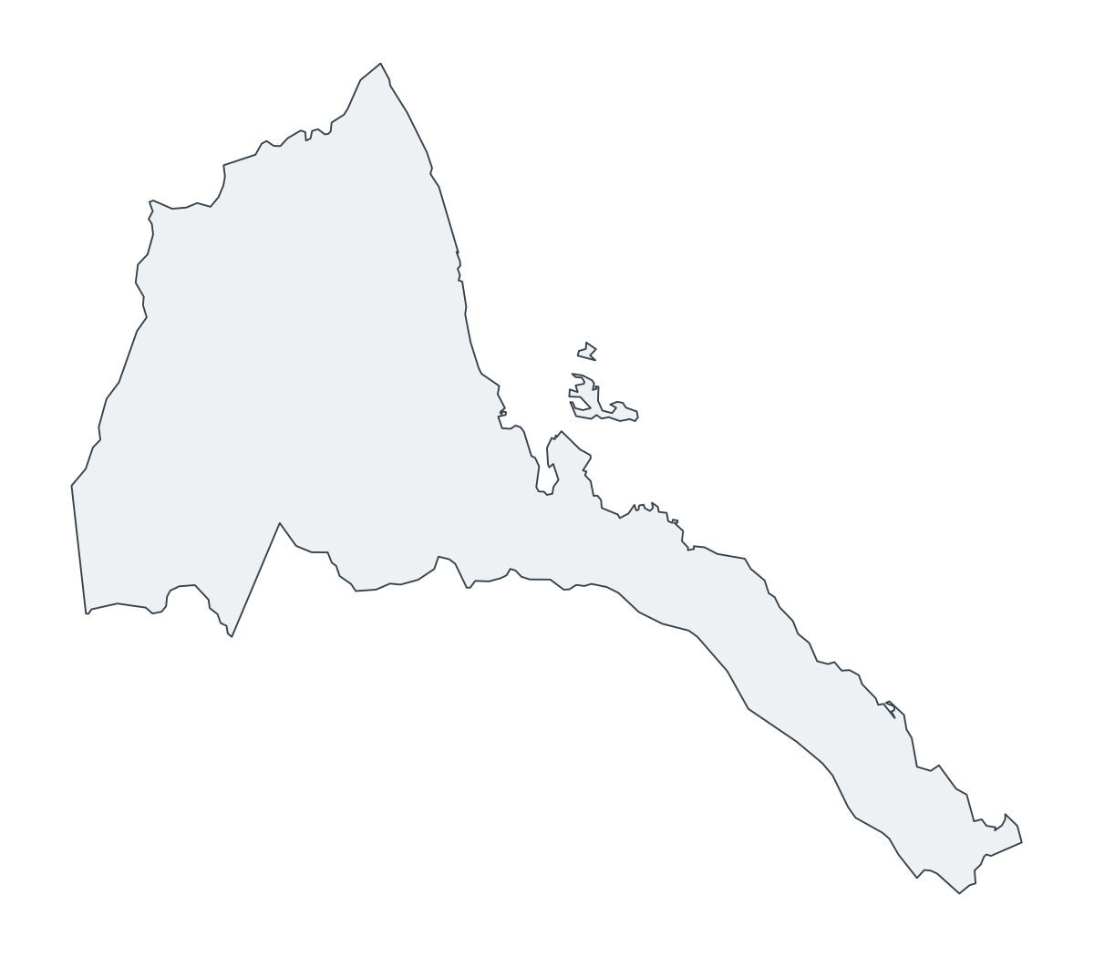 Eritrea Outline Map - free printable map of Eritrea