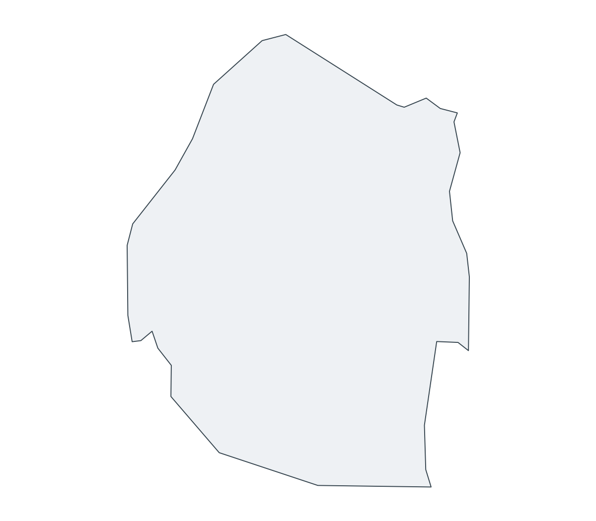 eSwatini Outline Map - free printable map of eSwatini