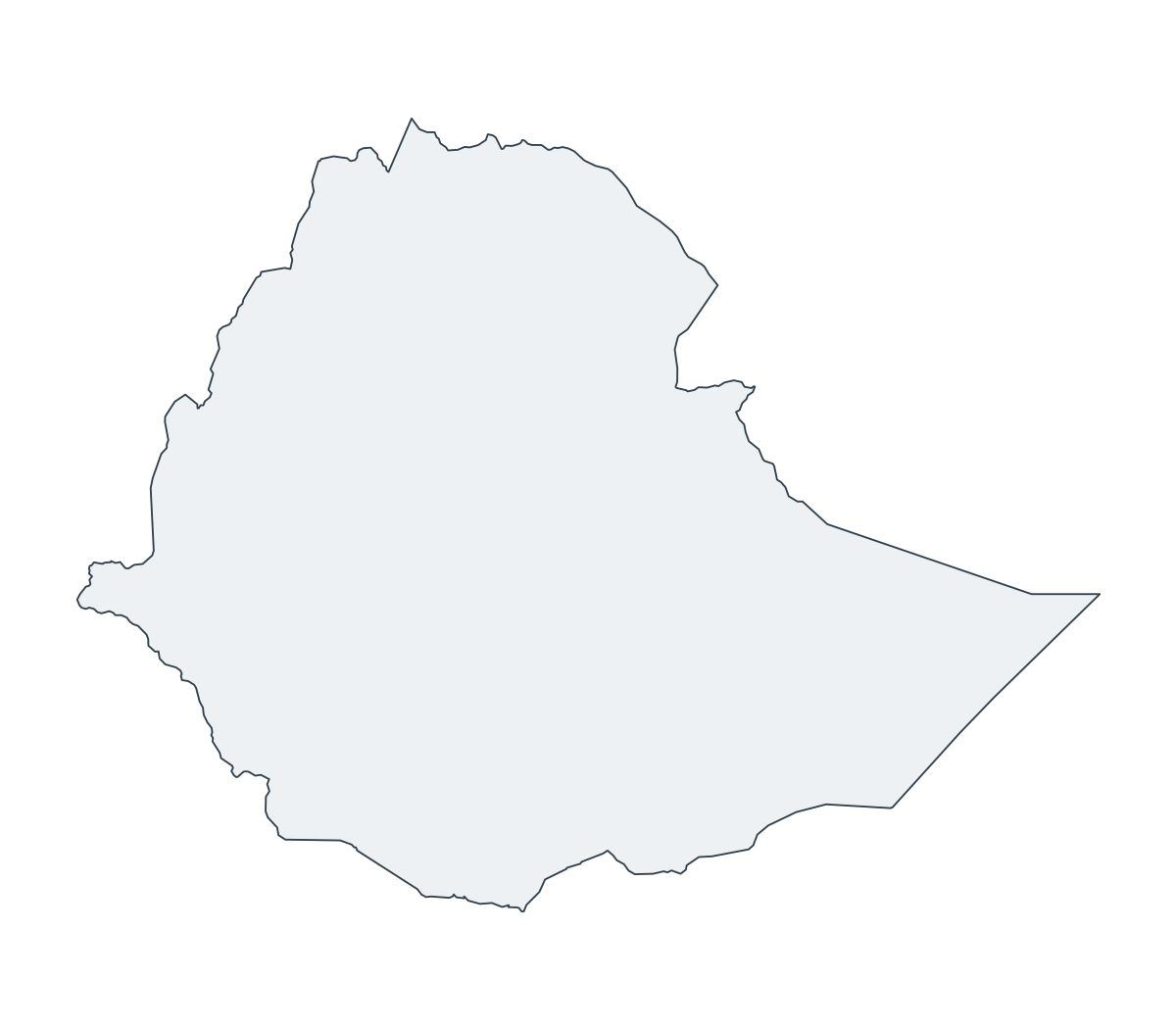Ethiopia Outline Map - free printable map of Ethiopia