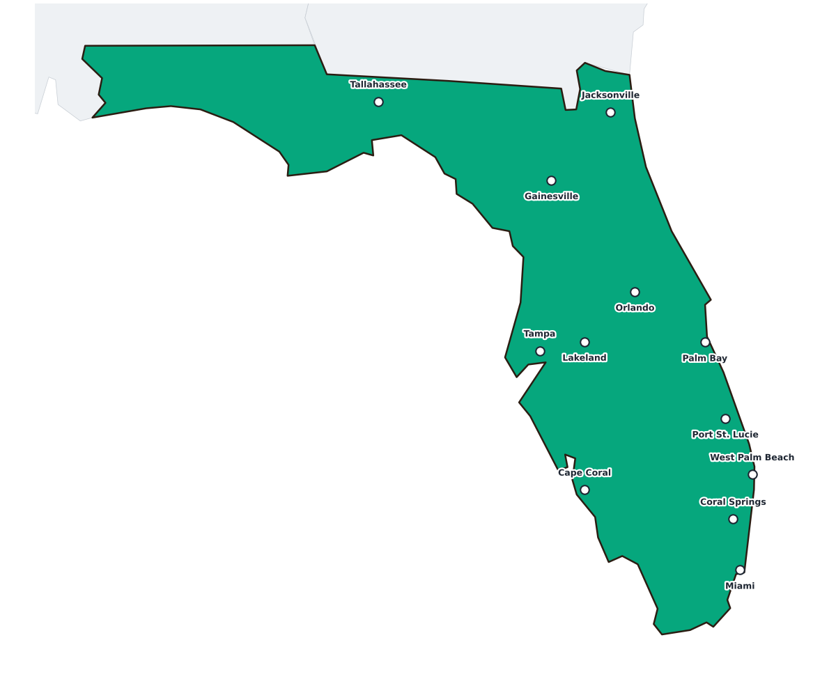 Florida Labeled Map - free printable map of Florida