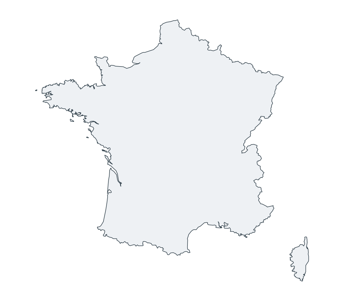 France Outline Map - free printable map of France