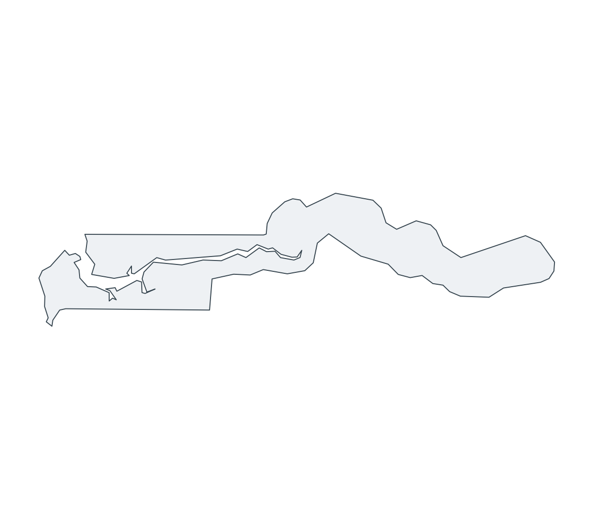 Gambia Outline Map - free printable map of Gambia
