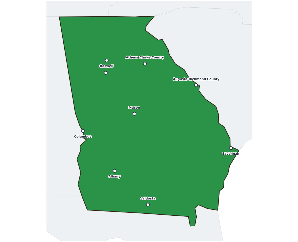 Georgia (US) Labeled Map - free printable map of Georgia