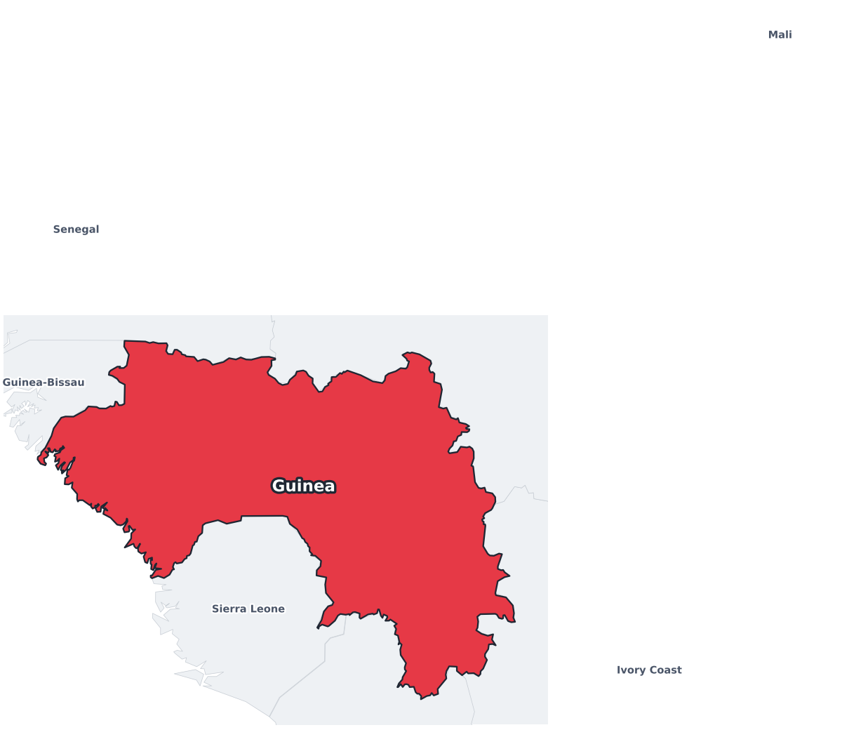 Guinea Labeled Map - free printable map of Guinea