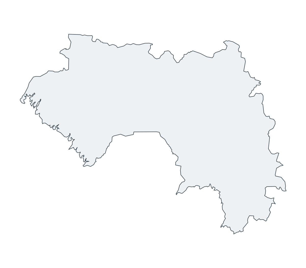Guinea Outline Map - free printable map of Guinea