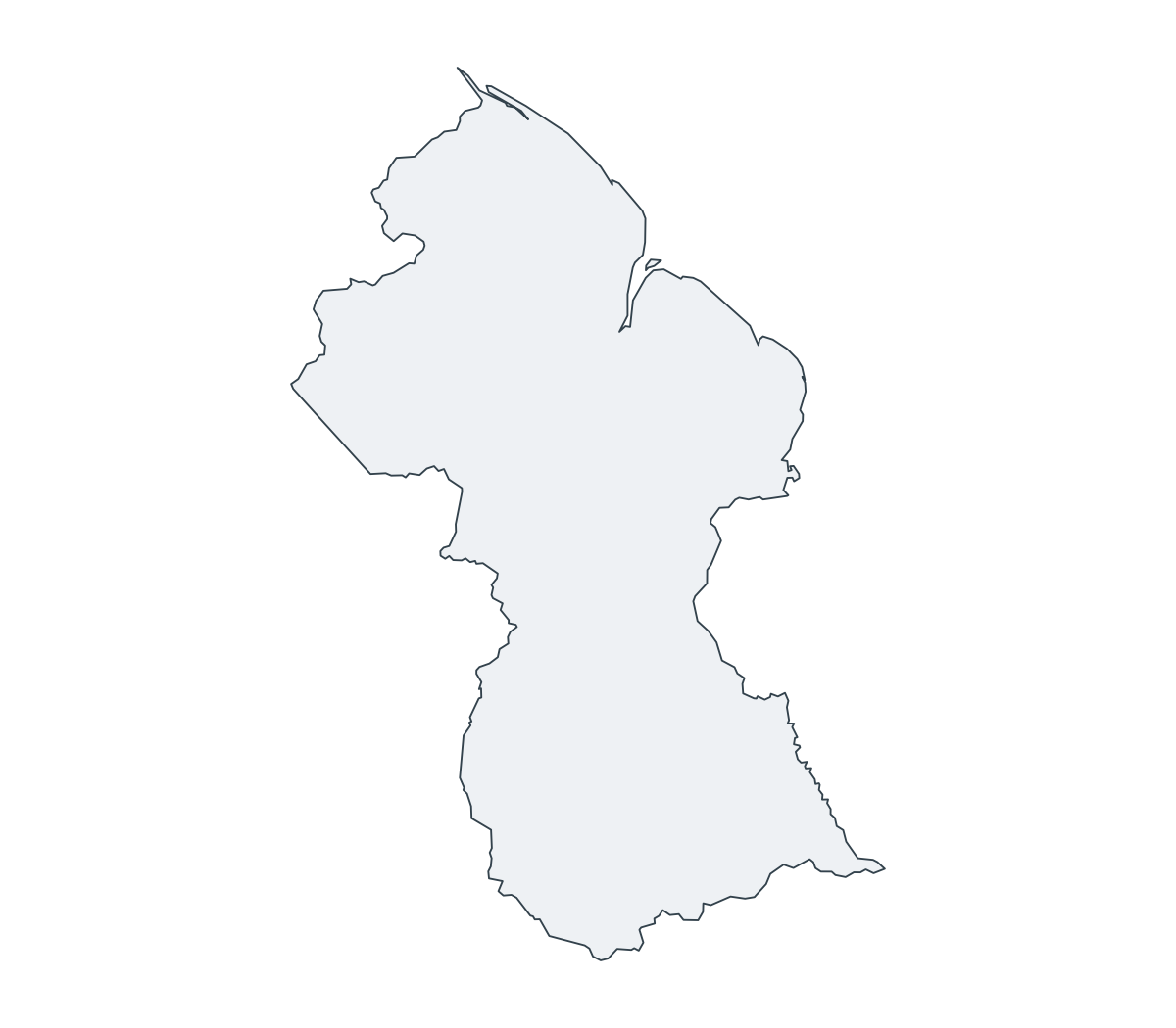 Guyana Outline Map - free printable map of Guyana