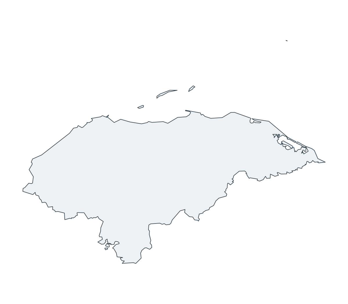 Honduras Outline Map - free printable map of Honduras