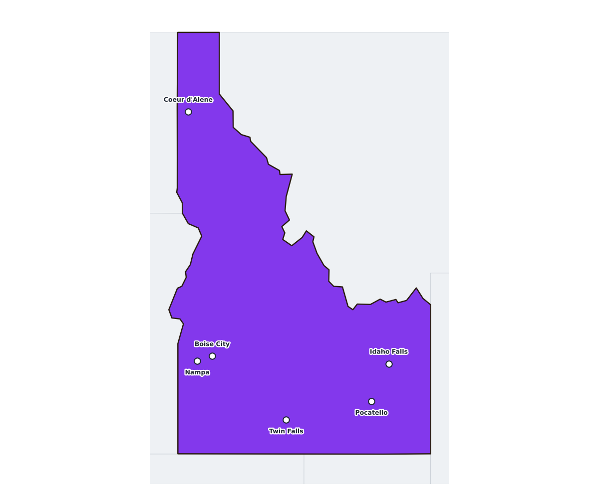 Idaho Labeled Map - free printable map of Idaho