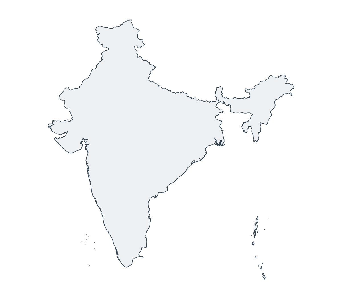 India Outline Map - free printable map of India
