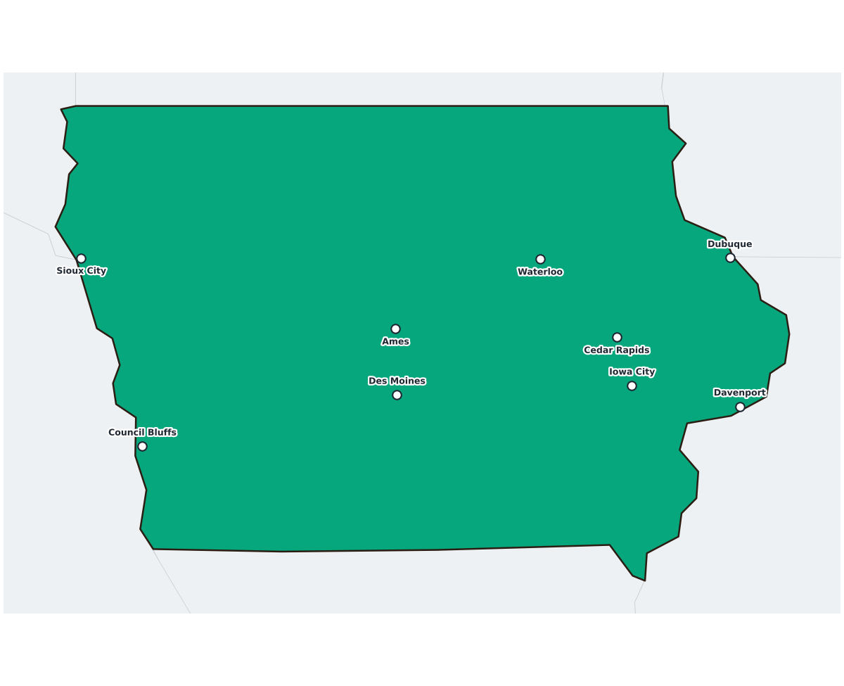 Iowa Labeled Map - free printable map of Iowa