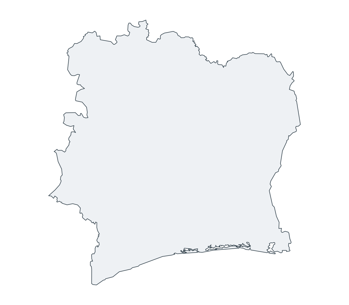 Ivory Coast Outline Map - free printable map of Ivory Coast