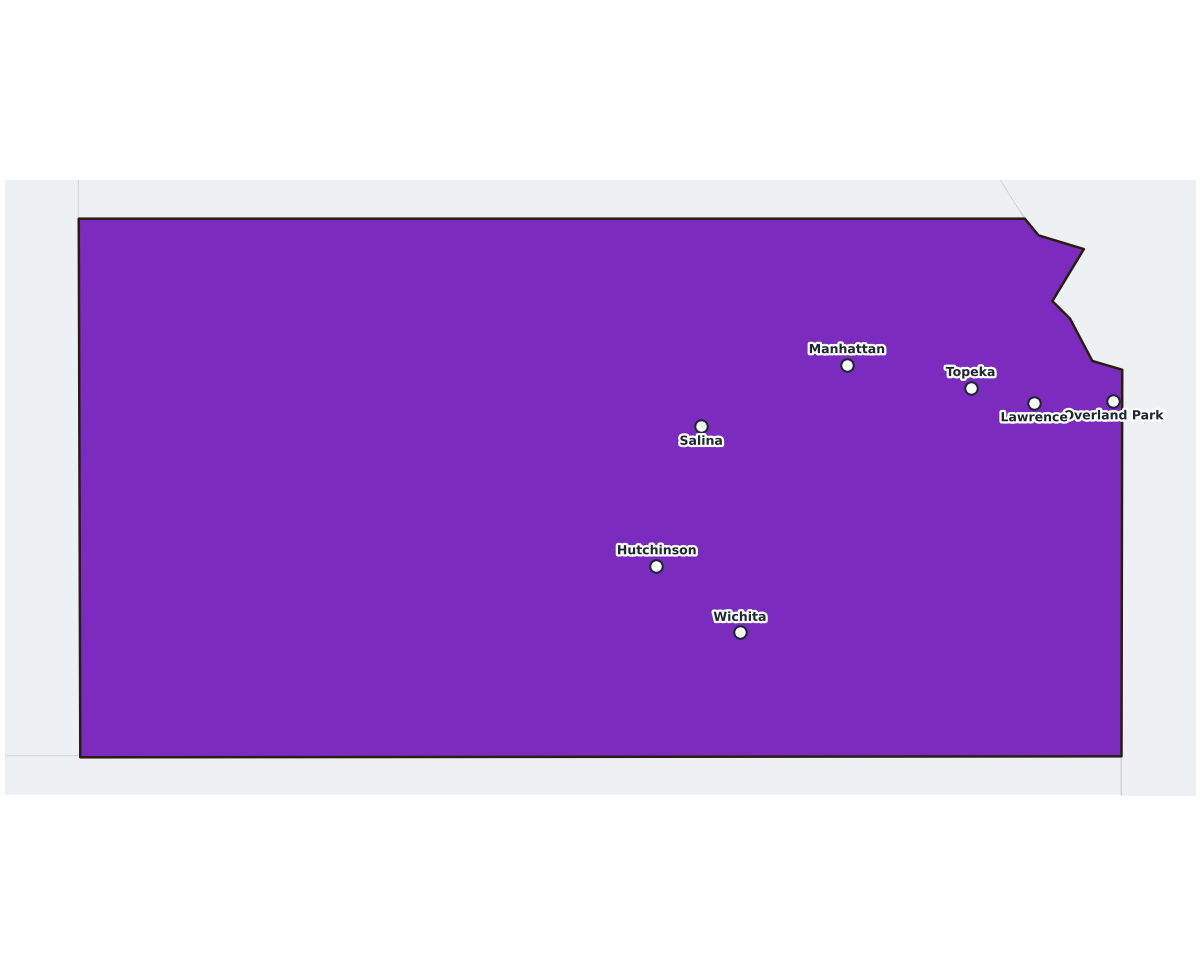 Kansas Labeled Map - free printable map of Kansas