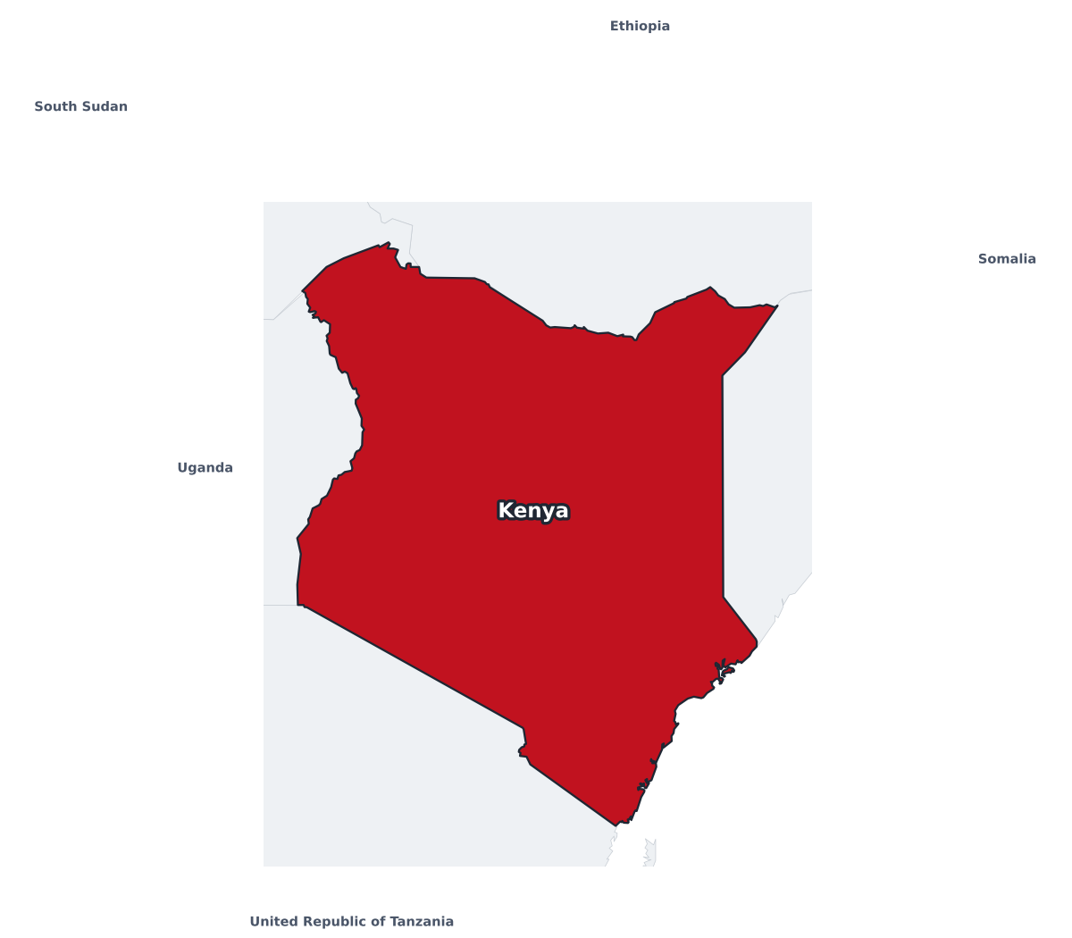 Kenya Labeled Map - free printable map of Kenya