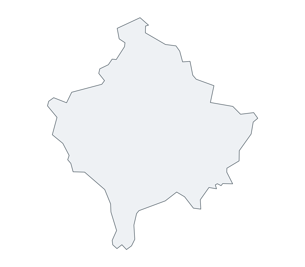 Kosovo Outline Map - free printable map of Kosovo