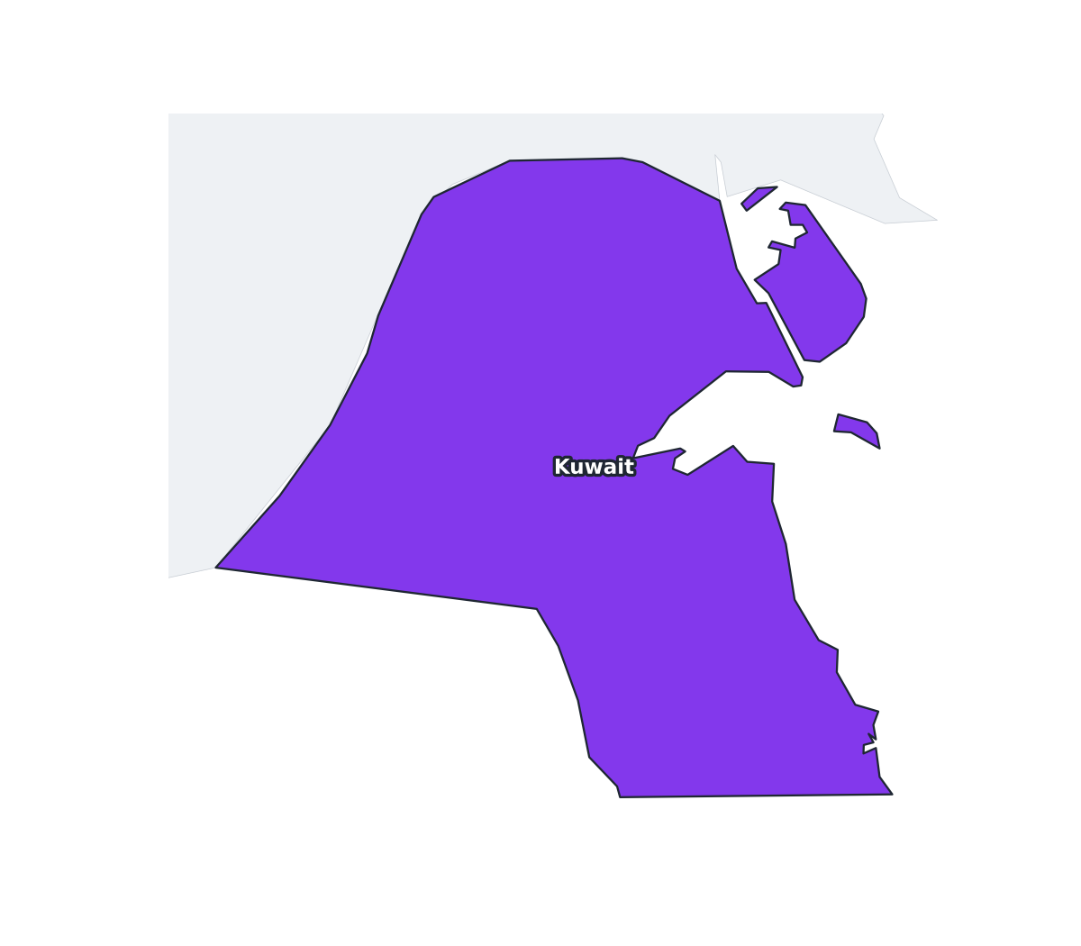 Kuwait Labeled Map - free printable map of Kuwait