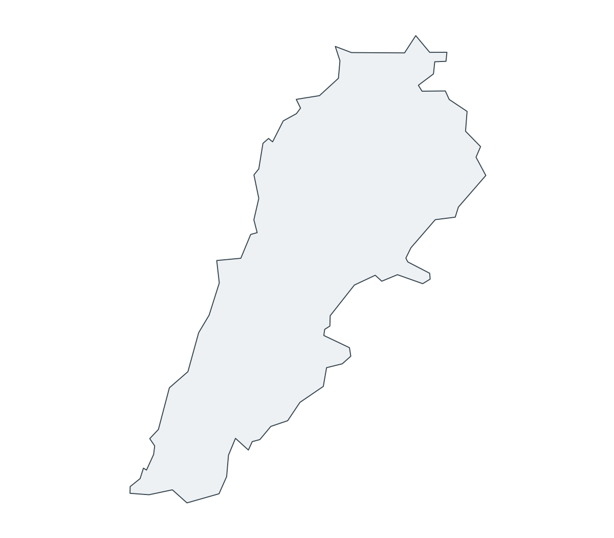 Lebanon Outline Map - free printable map of Lebanon