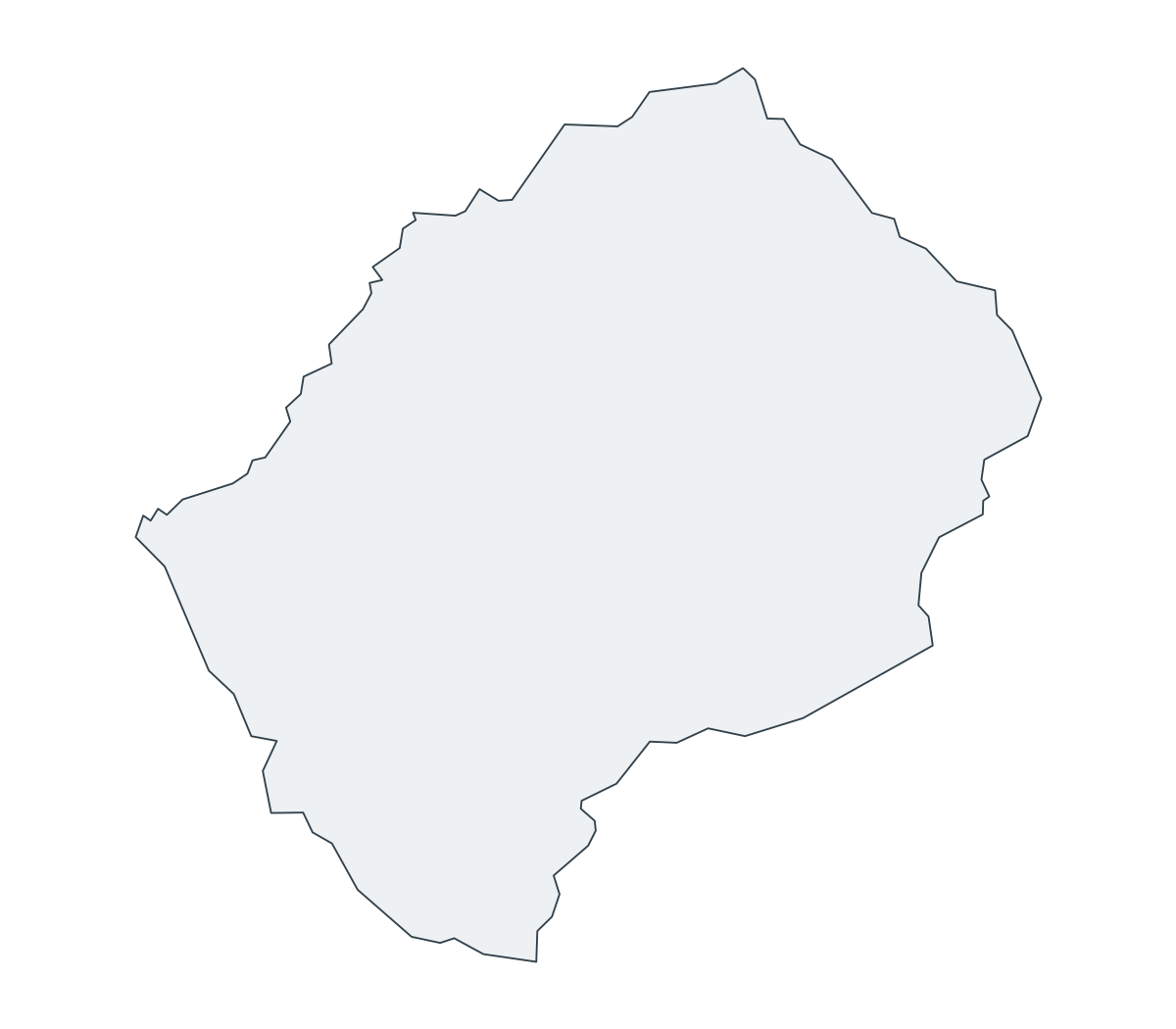 Lesotho Outline Map - free printable map of Lesotho