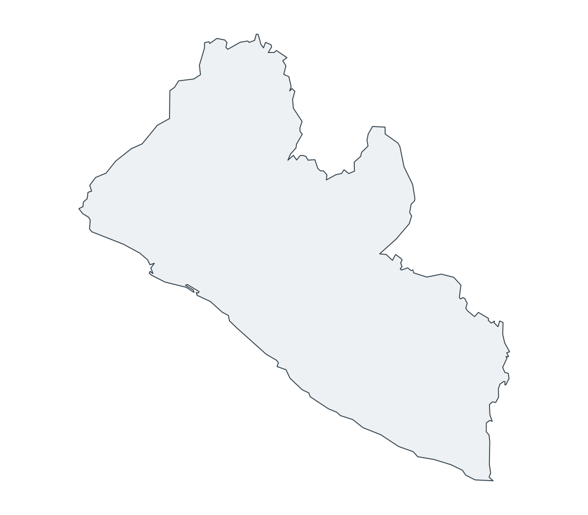 Liberia Outline Map - free printable map of Liberia