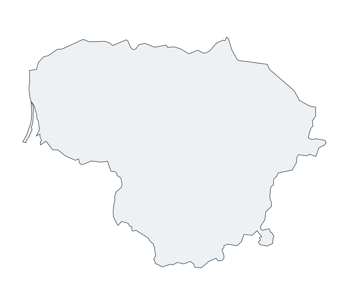 Lithuania Outline Map - free printable map of Lithuania