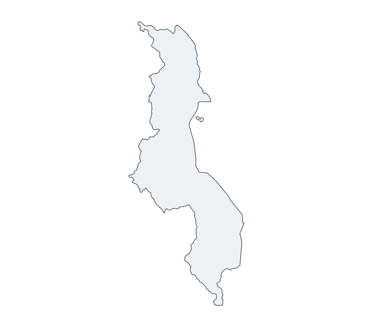 Malawi Outline Map - free printable map of Malawi