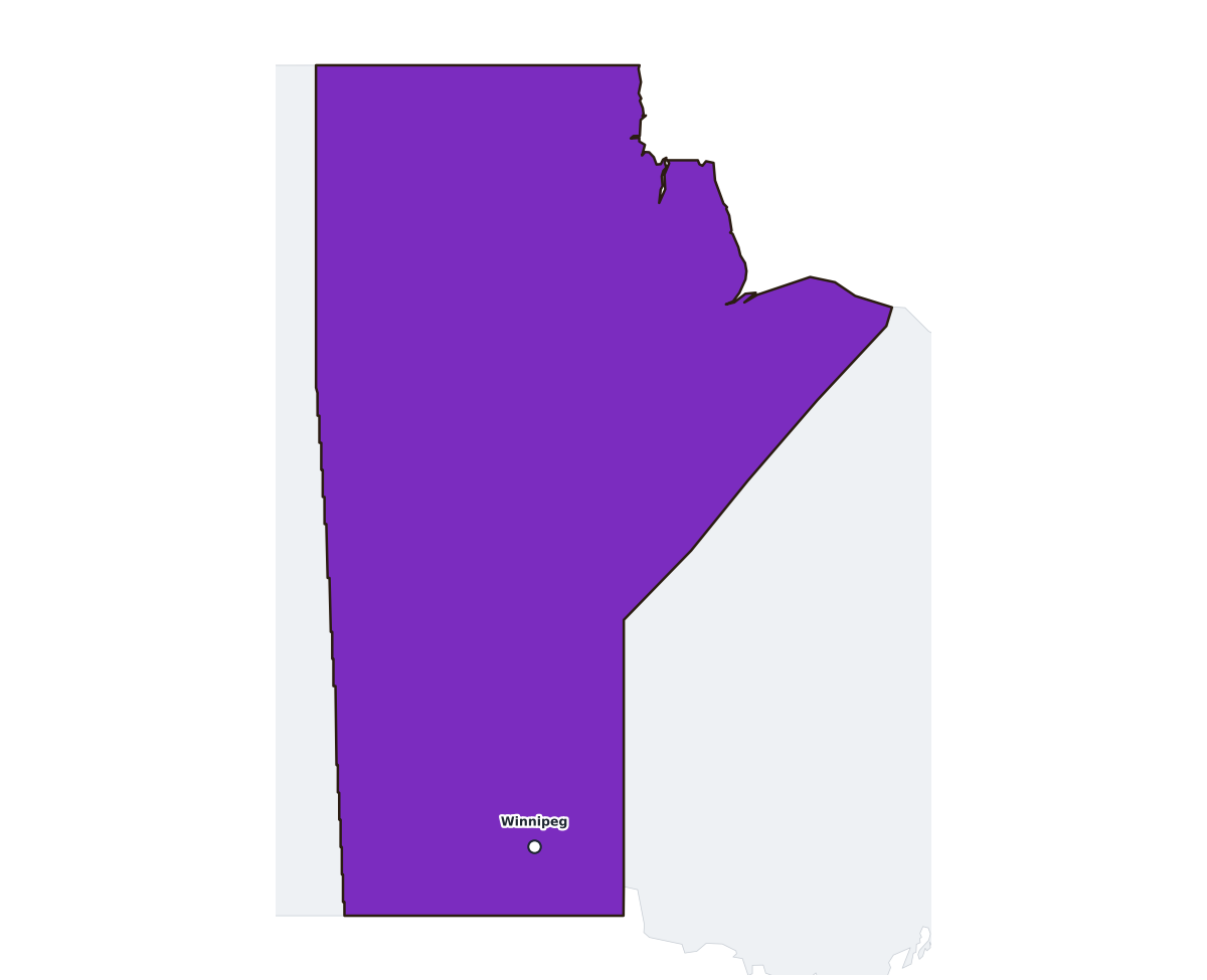 Manitoba Labeled Map - free printable map of Manitoba