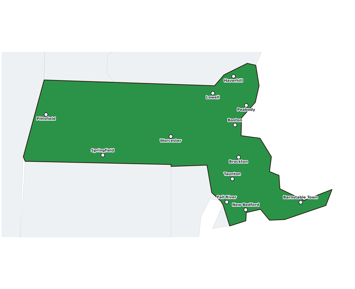 Massachusetts Labeled Map - free printable map of Massachusetts