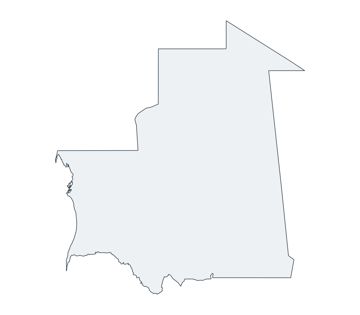 Mauritania Outline Map - free printable map of Mauritania