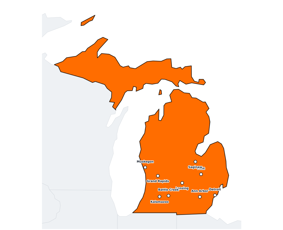 Michigan Labeled Map - free printable map of Michigan