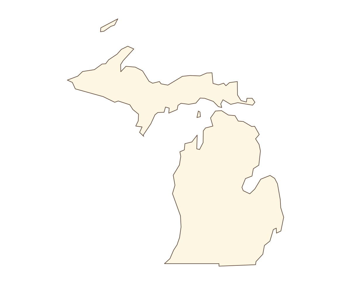 Michigan Blank Outline Map - free printable map of Michigan