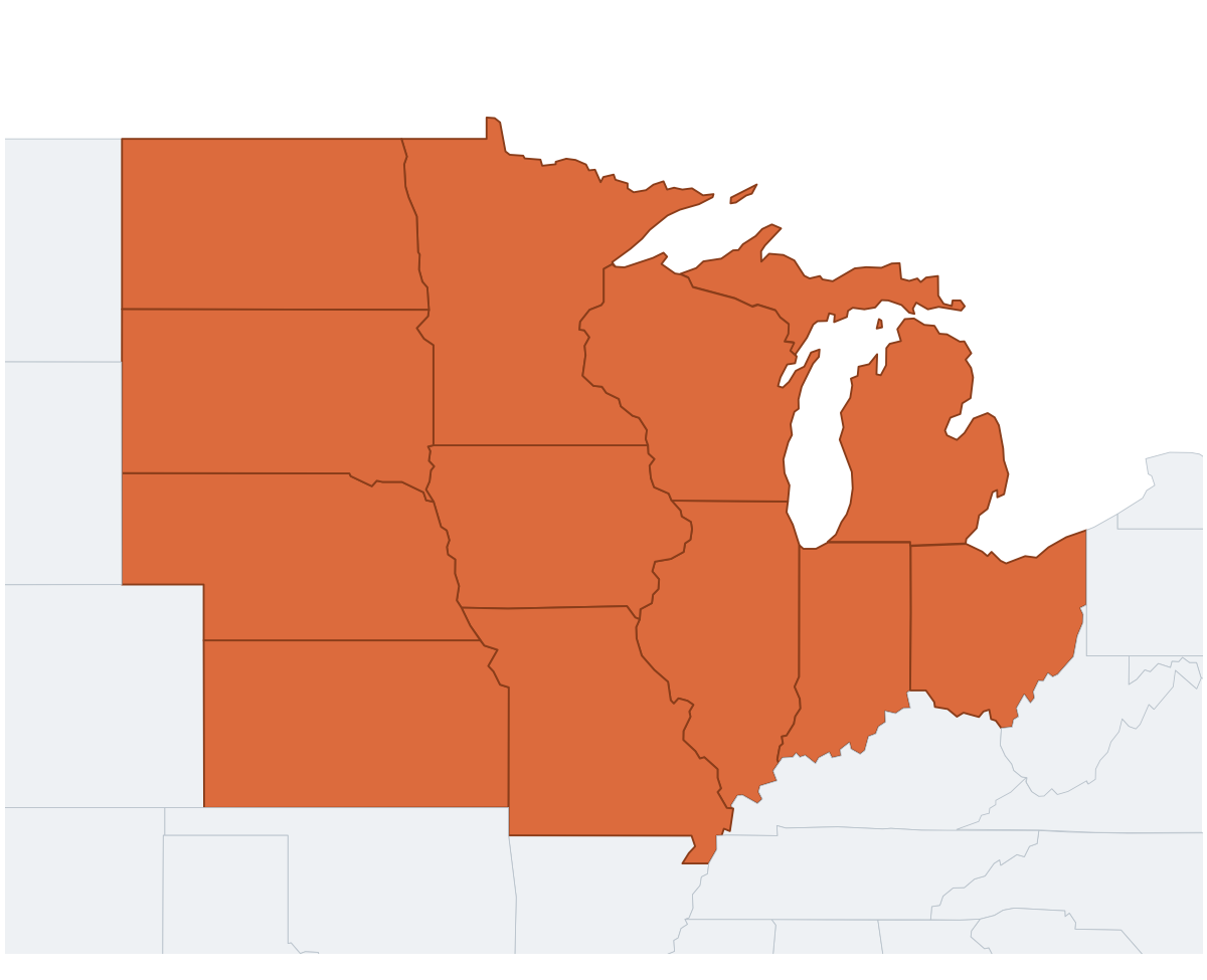Midwest Region Map - free printable map of Midwest