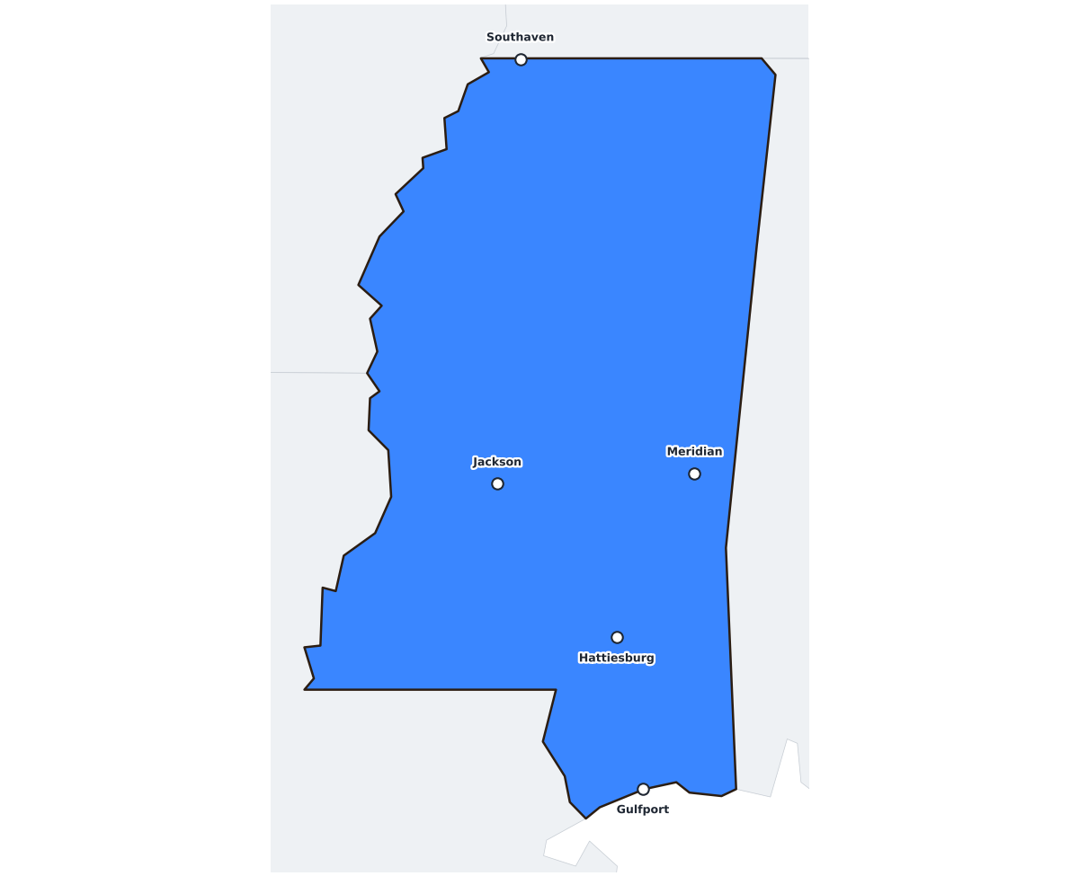 Mississippi Labeled Map - free printable map of Mississippi